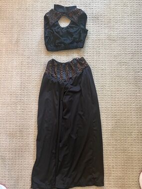 Black with lace pants and crop top dance costume